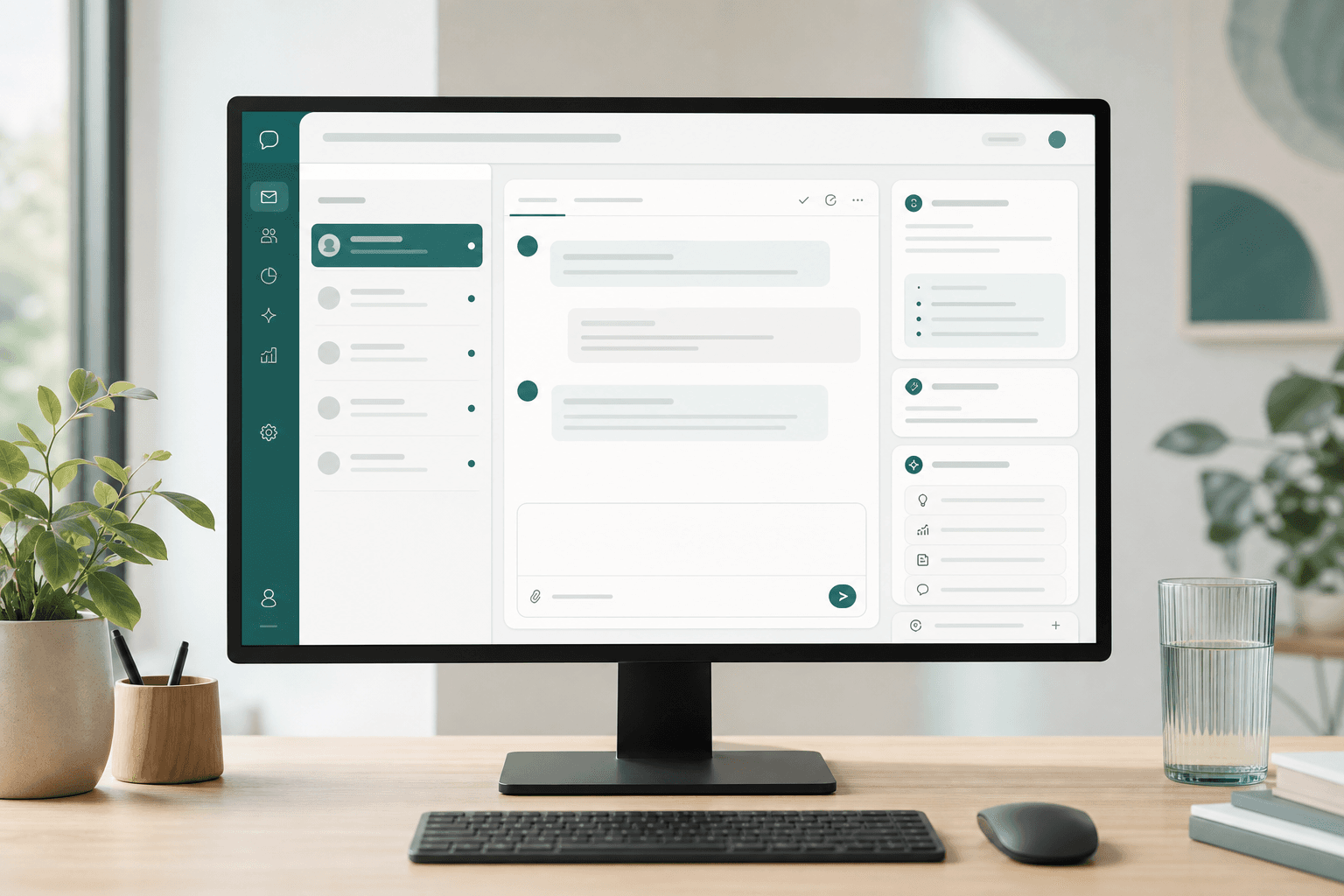 Inbixy dashboard with conversation threads and assistant context